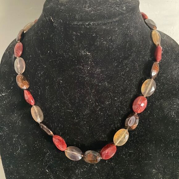 32” multi amber tone translucent oval beaded necklace that can be worn many ways - Picture 1 of 13